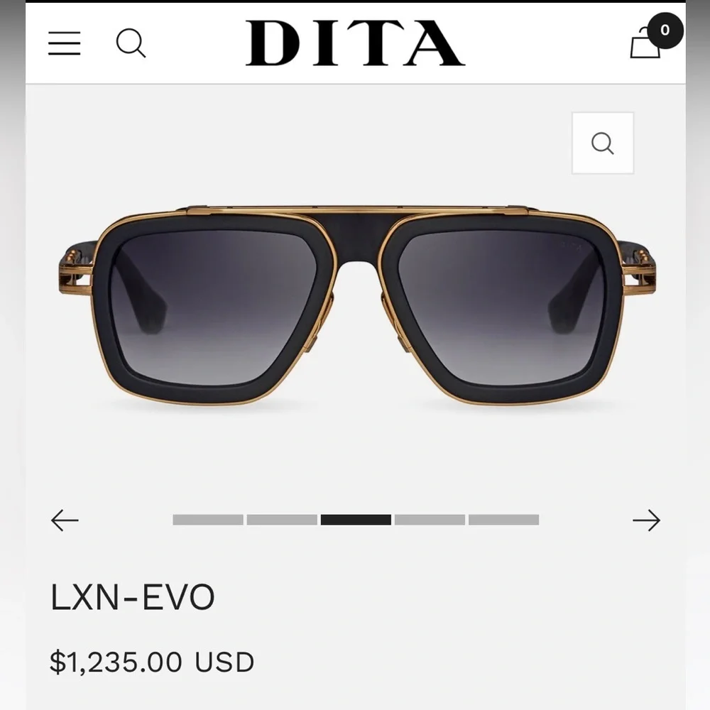 Dita LXN-EVO Luxury Eyewear Matte Black Yellow Gold Navigator Men's Sunglasses